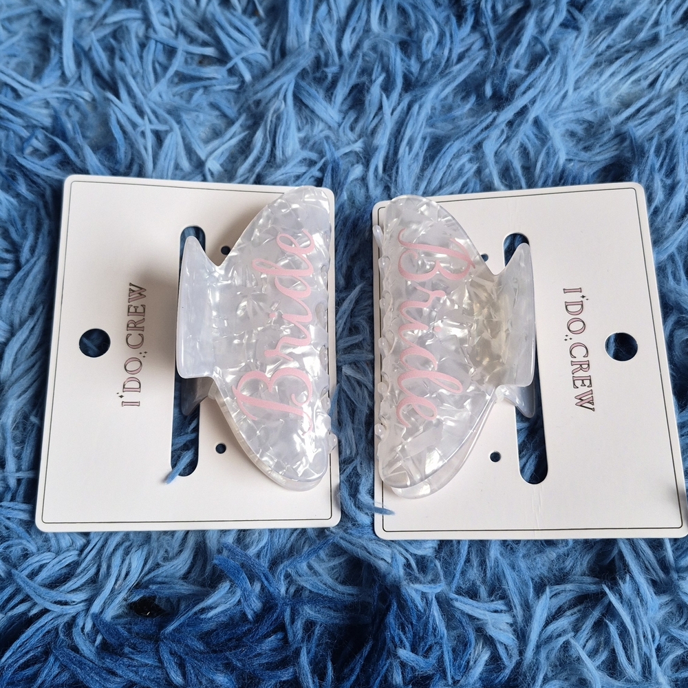 Bride Hair Clips - Pink and White